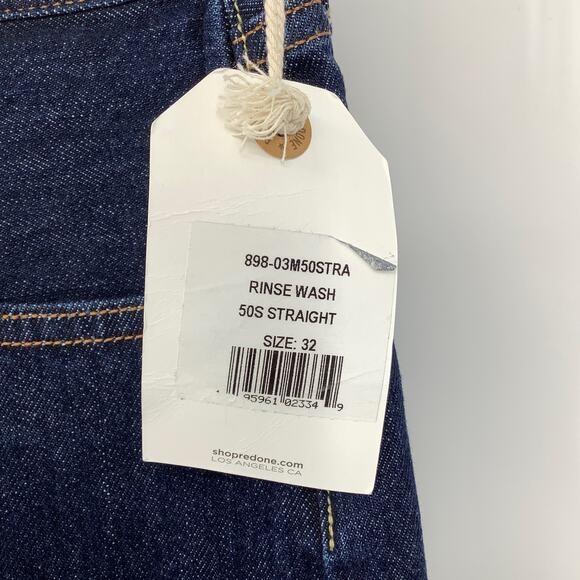 RE/DONE Size 32 Men's 50s Straight Rinse Wash $285 msrp Dark Blue Jeans G14-1 - Picture 6 of 8